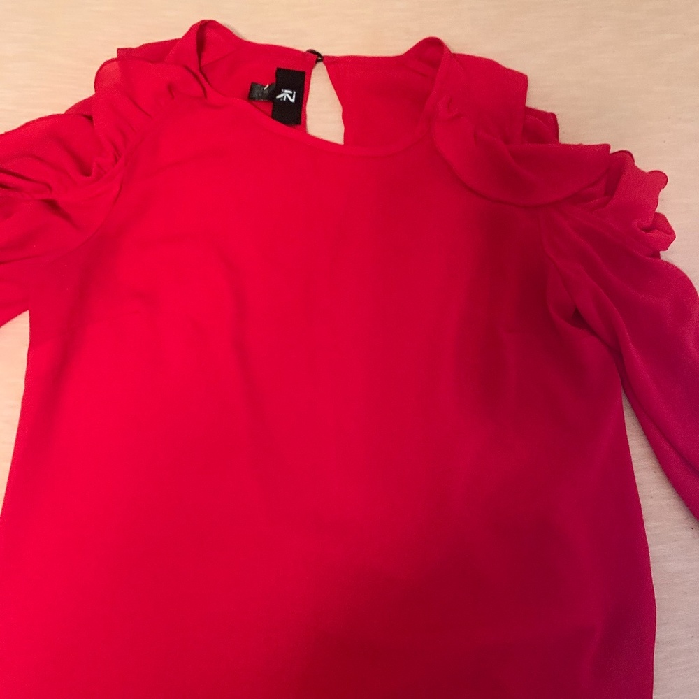 Red cold shoulder blouse